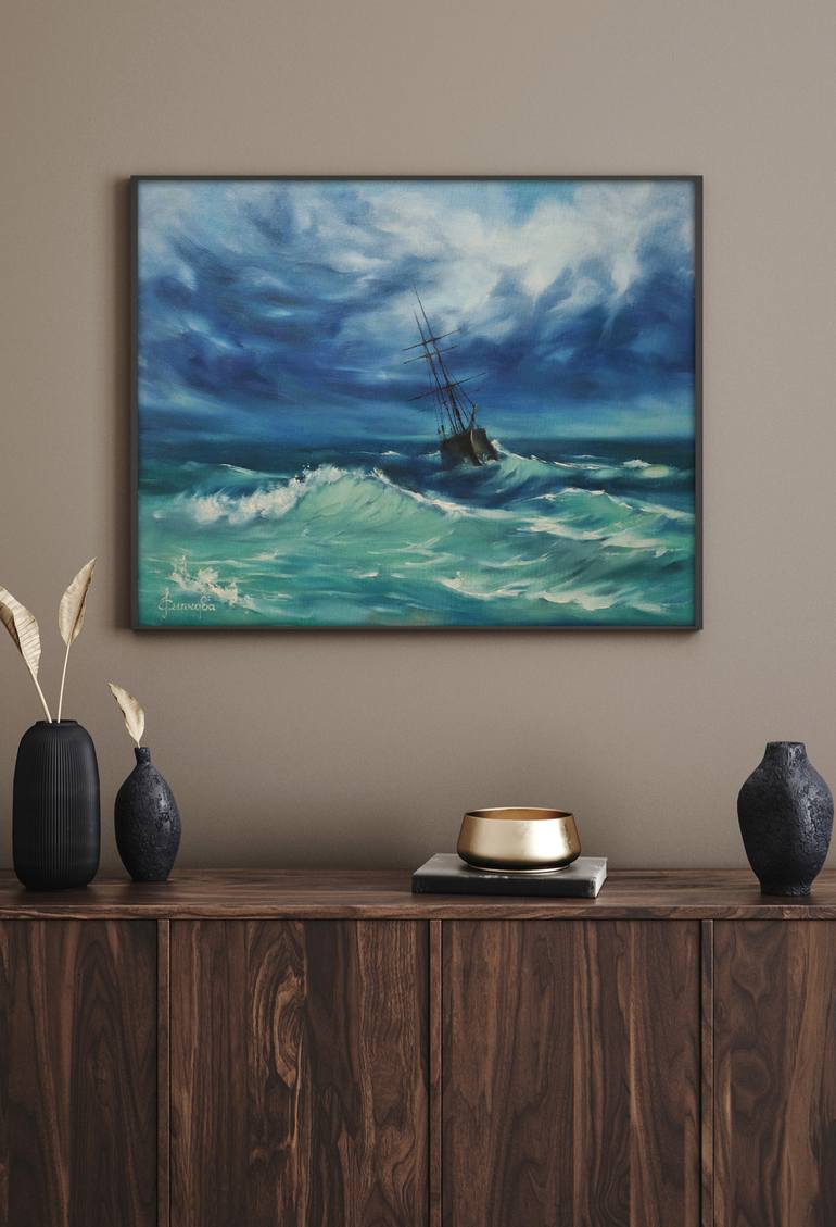 Original Romanticism Seascape Painting by Yekaterina Sypkova