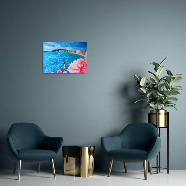 Original Romanticism Beach Painting by Monica Leonardo 