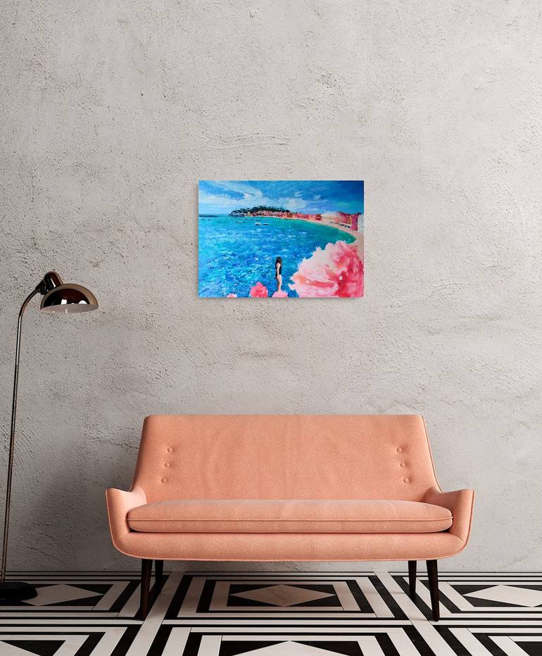 Original Romanticism Beach Painting by Monica Leonardo 