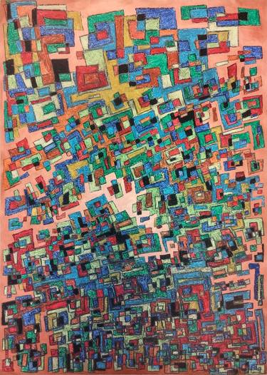 Original Abstract Expressionism Architecture Painting by Waseem Sallam