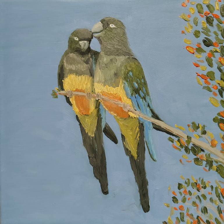 Original Animal Painting by Diego Calderon  Contemporary Art on Canvas  Pareja de tricahues