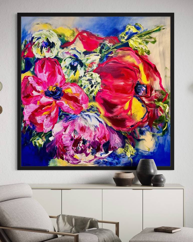 Original Abstract Floral Painting by Ramona Stelzer