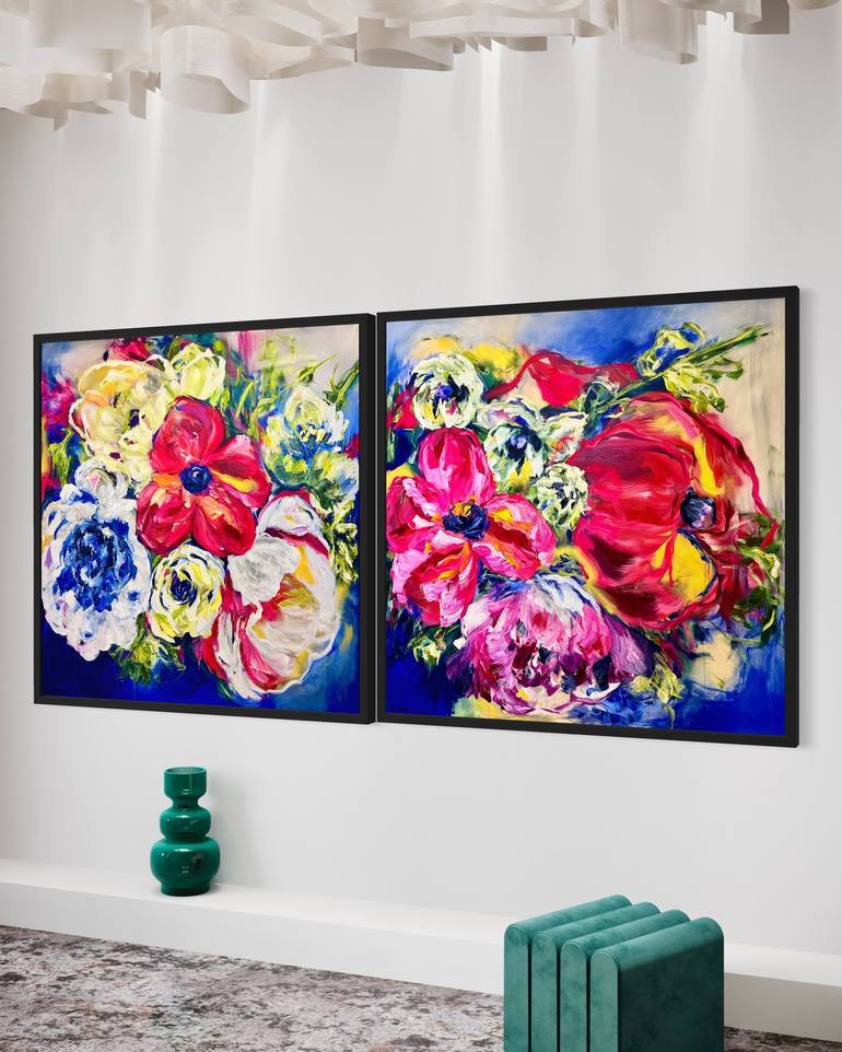 Original Abstract Floral Painting by Ramona Stelzer