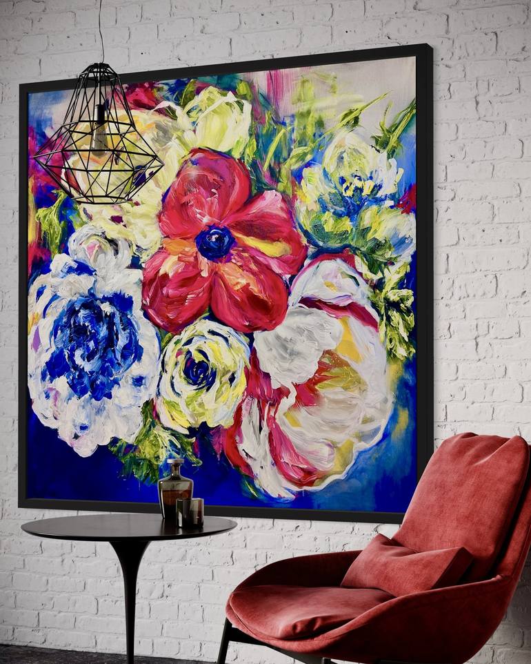 Original Abstract Floral Painting by Ramona Stelzer