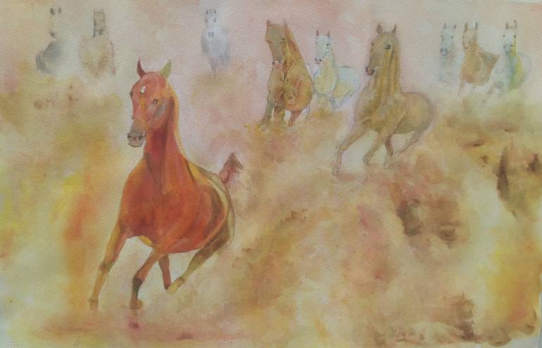 Original Figurative Horse Painting by Frank YS YU