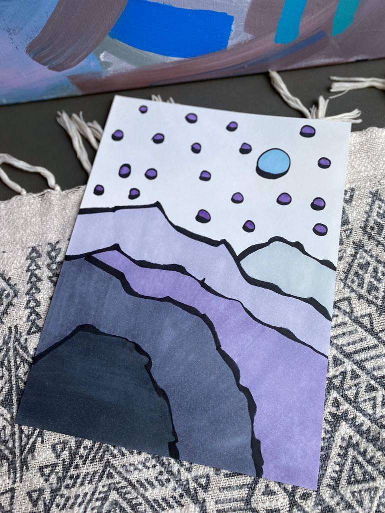 Original Abstract Expressionism Landscape Drawing by Sofi Ginger