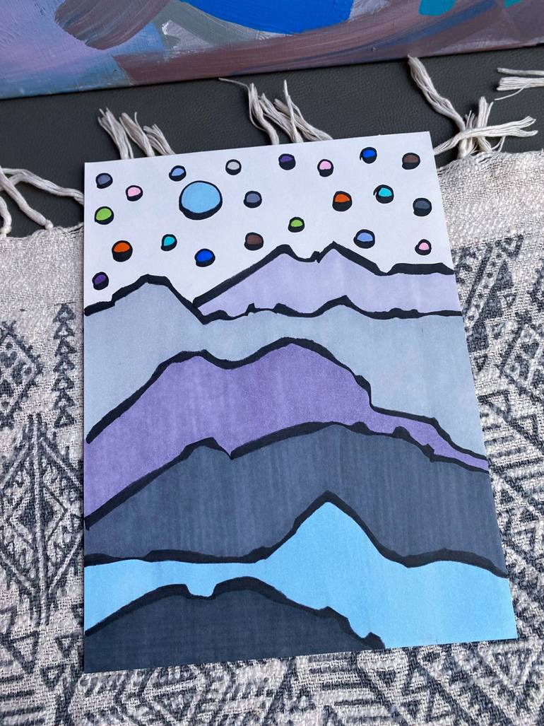 Original Abstract Landscape Drawing by Sofi Ginger