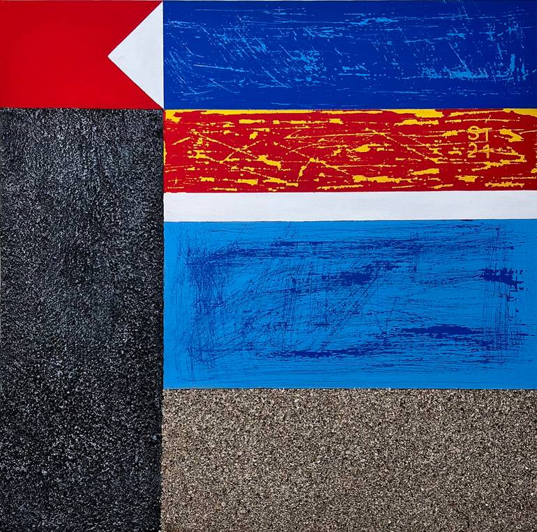 Original Abstract Expressionism Boat Mixed Media by Shelley Thornton