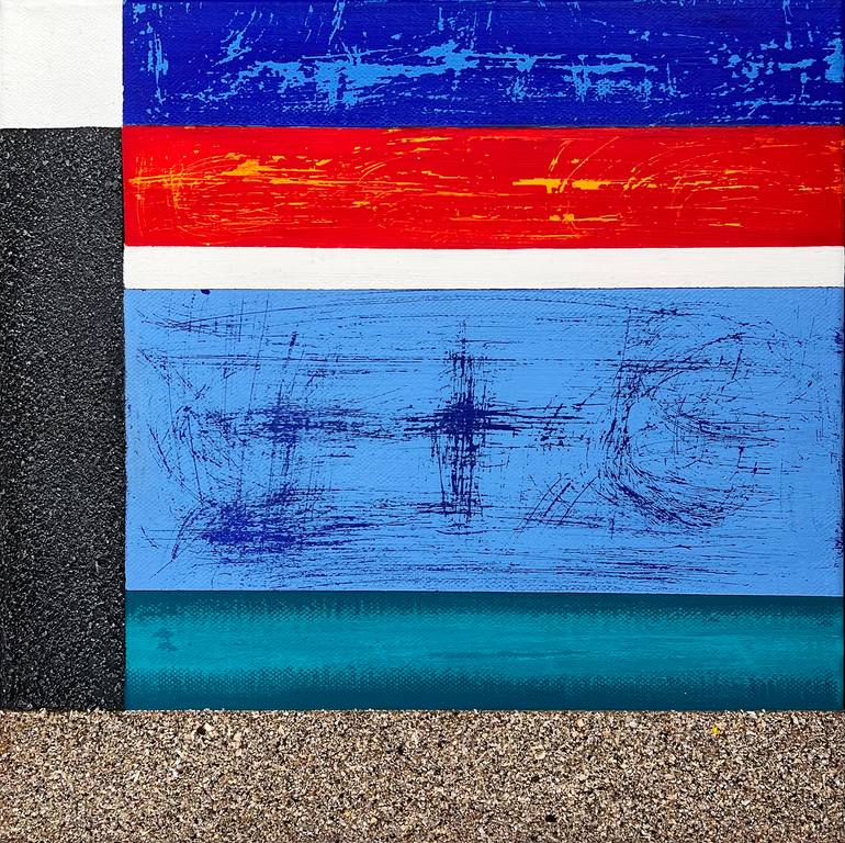 Original Abstract Expressionism Boat Mixed Media by Shelley Thornton