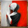 oil painting grayscale with red background