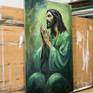 oil painting of jesus in prayer