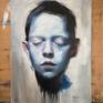 oil painting boy portrait blue face
