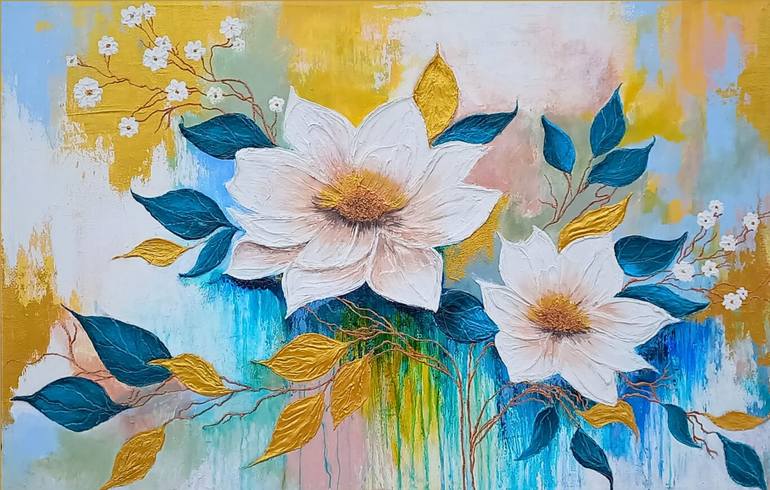 Original Abstract Floral Painting by Nida Khan