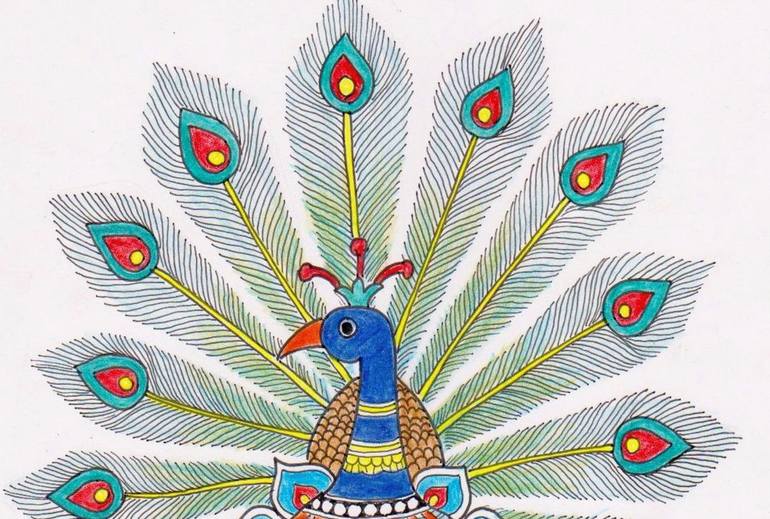 Original Folk Rural Life Drawing by Satyakam Garg