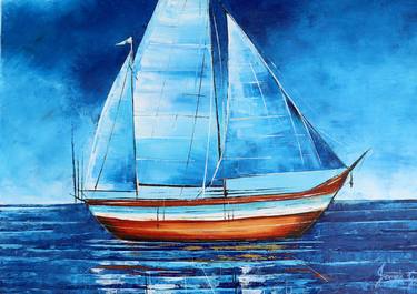 Original Art Deco Abstract Painting by Janak Goswami