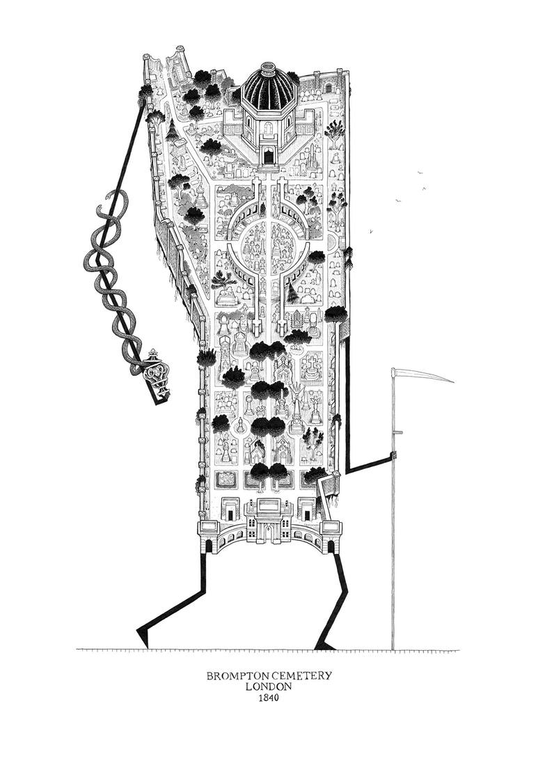 Original Black & White Architecture Drawings by Agustin Coll