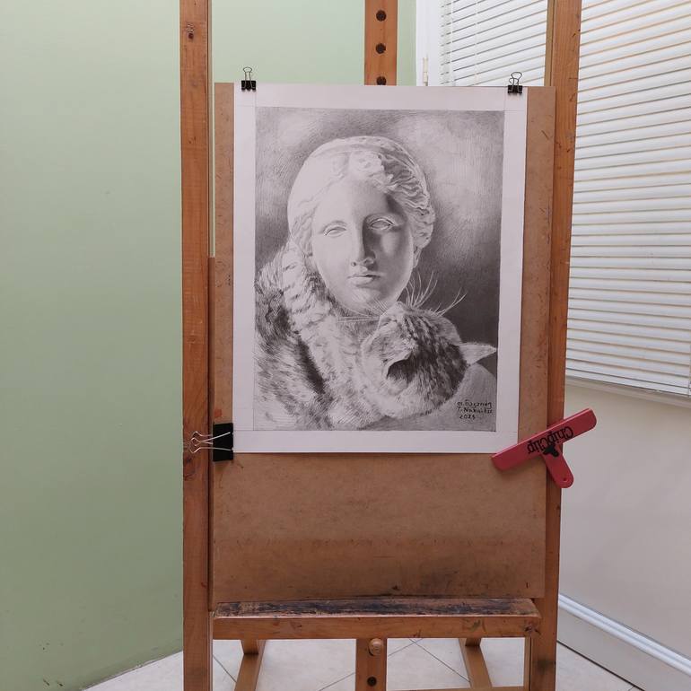 Original Black & White Humor Drawing by Tamar Nakaidze