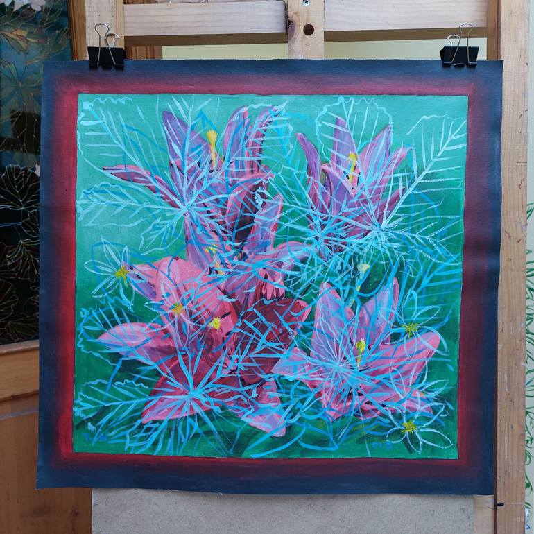 Original Fractal Floral Painting by Tamar Nakaidze