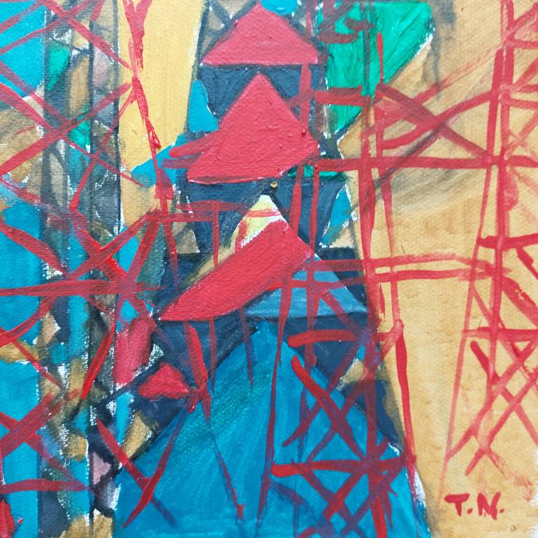 Original Abstract Expressionism Landscape Painting by Tamar Nakaidze