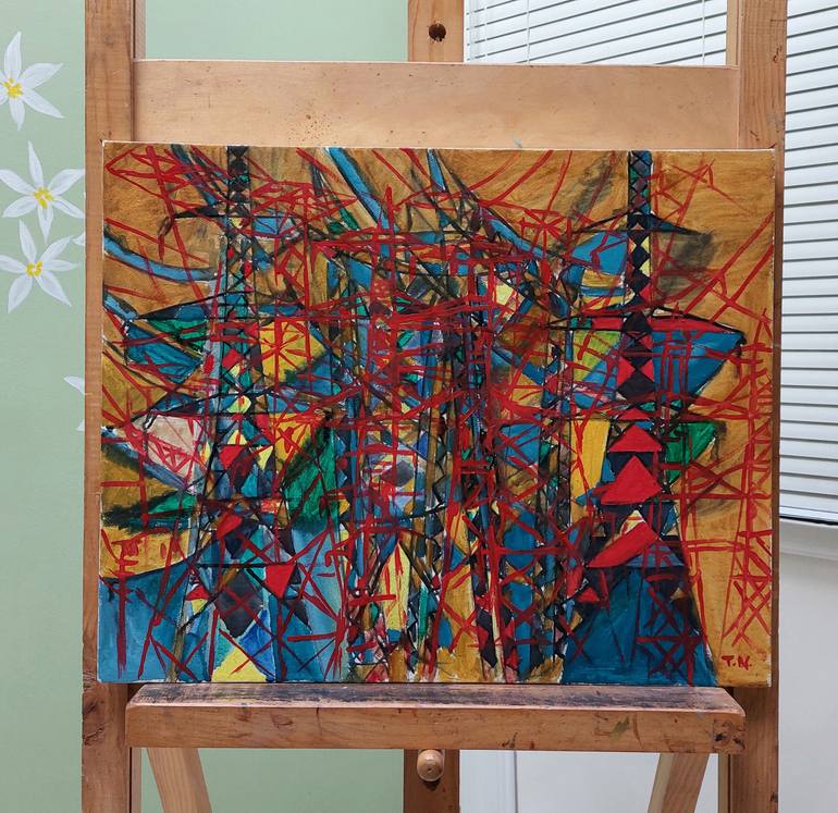 Original Abstract Expressionism Landscape Painting by Tamar Nakaidze
