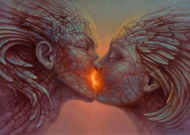 Original Surrealism Love Painting by Tomasz Alen Kopera