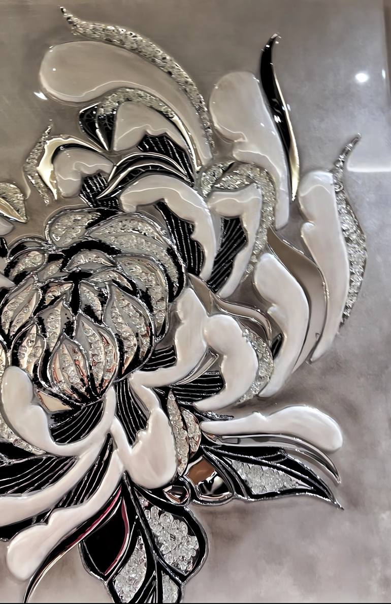 Original Black & White Botanic Mixed Media by Anna Berezhna