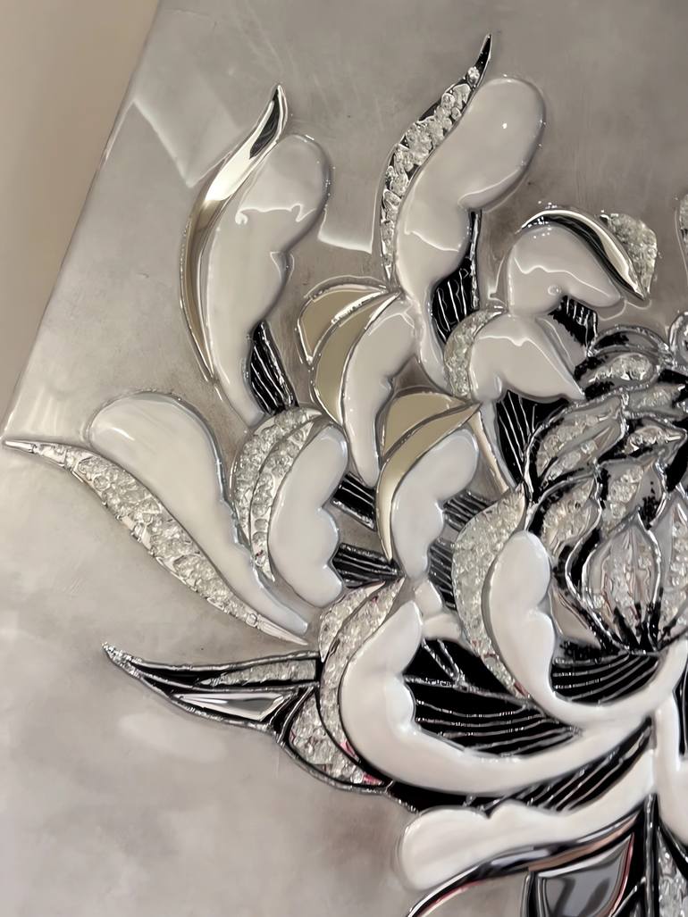Original Black & White Botanic Mixed Media by Anna Berezhna