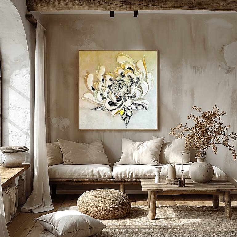 Original Black & White Botanic Mixed Media by Anna Berezhna
