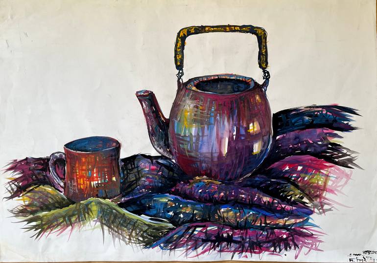 Original Abstract Expressionism Still Life Painting by Ruso Kastell