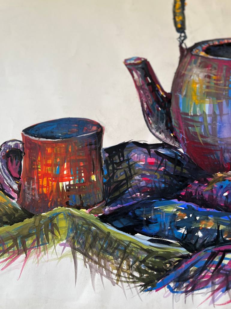 Original Abstract Expressionism Still Life Painting by Ruso Kastell
