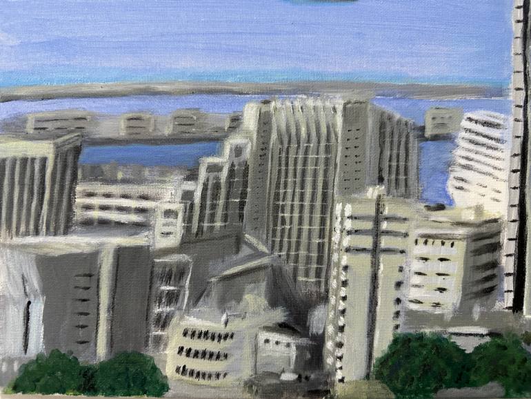 Original Abstract Architecture Painting by Anton Art