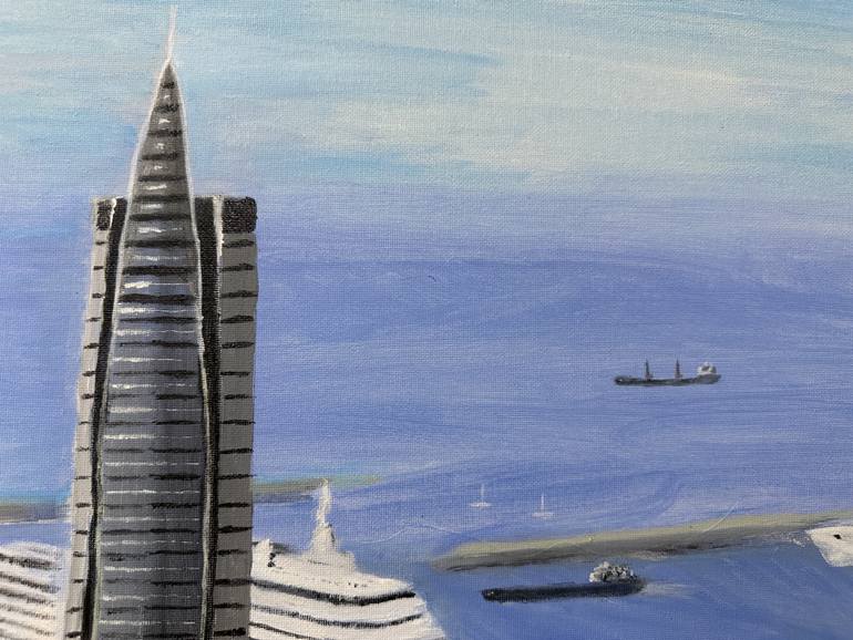 Original Abstract Architecture Painting by Anton Art