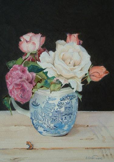 flowers in a willow pattern jug thumb