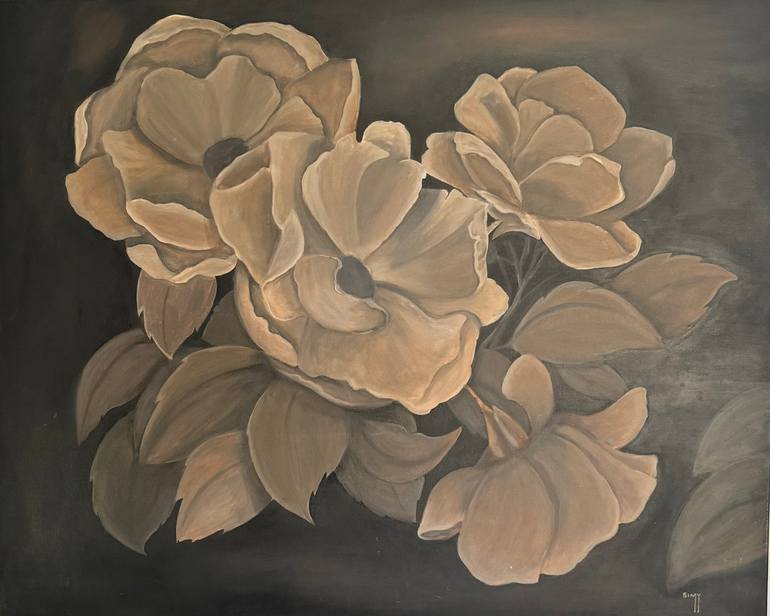 Original Impressionism Floral Painting by Simmy Kaipanthodi
