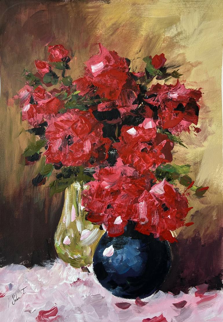 Original Impressionism Botanic Paintings by Selma Sahetmammedov