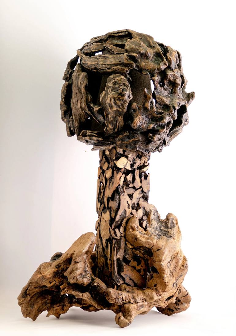 Original Abstract Sculpture by Bozhidar Yanakiev | Abstract Art on Wood | The Lantern - Driftwood Sculpture Night Lamp