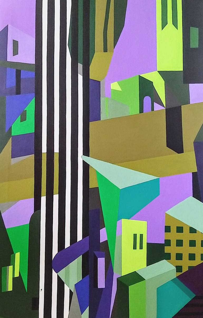 Print of Geometric Architecture Paintings by Hanna Y