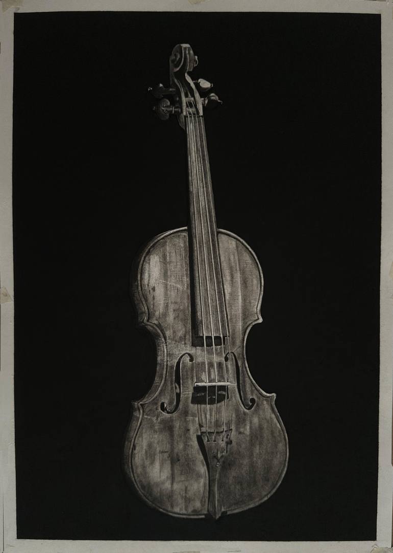 Original Black & White Music Painting by Sanzhar Kabyshev