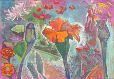 Original Abstract Garden Paintings by Renee Samuels