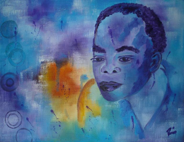 Original People Painting by Rema Meyendorf | Expressionism Art on Canvas | Children of the World VII