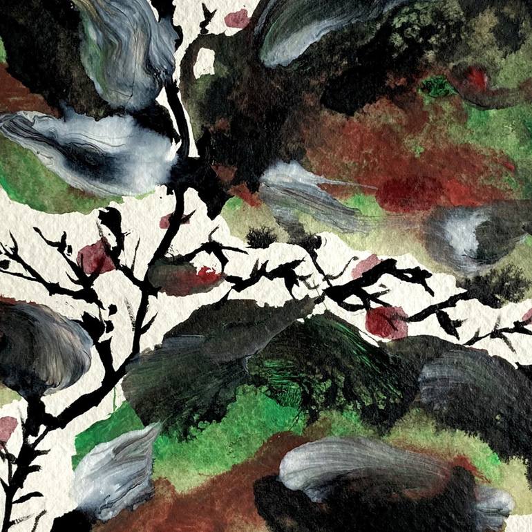 Original Abstract Expressionism Floral Painting by Gonzague Lanier
