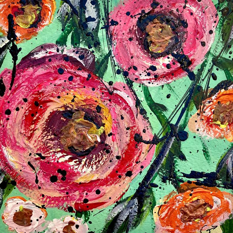 Original Abstract Floral Painting by Gonzague Lanier