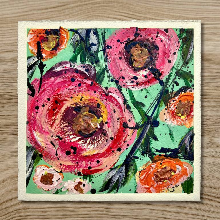Original Abstract Floral Painting by Gonzague Lanier