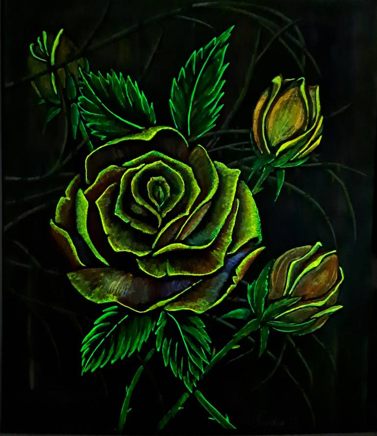 Original Pop Art Floral Painting by Sandra Lopez 