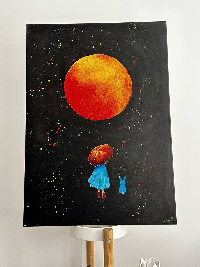 Original Surrealism Outer Space Painting by Aleksei Rumjantsev