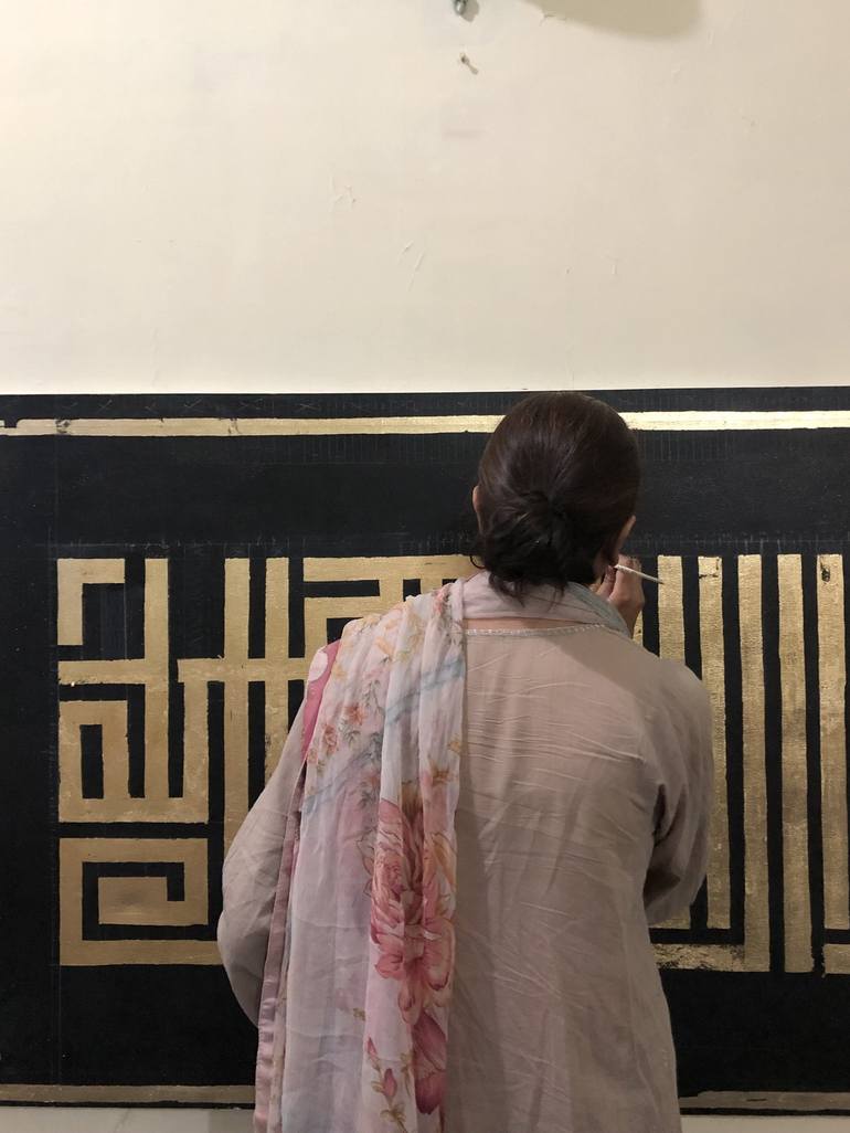 Original Geometric Calligraphy Painting by Nazma Hayat