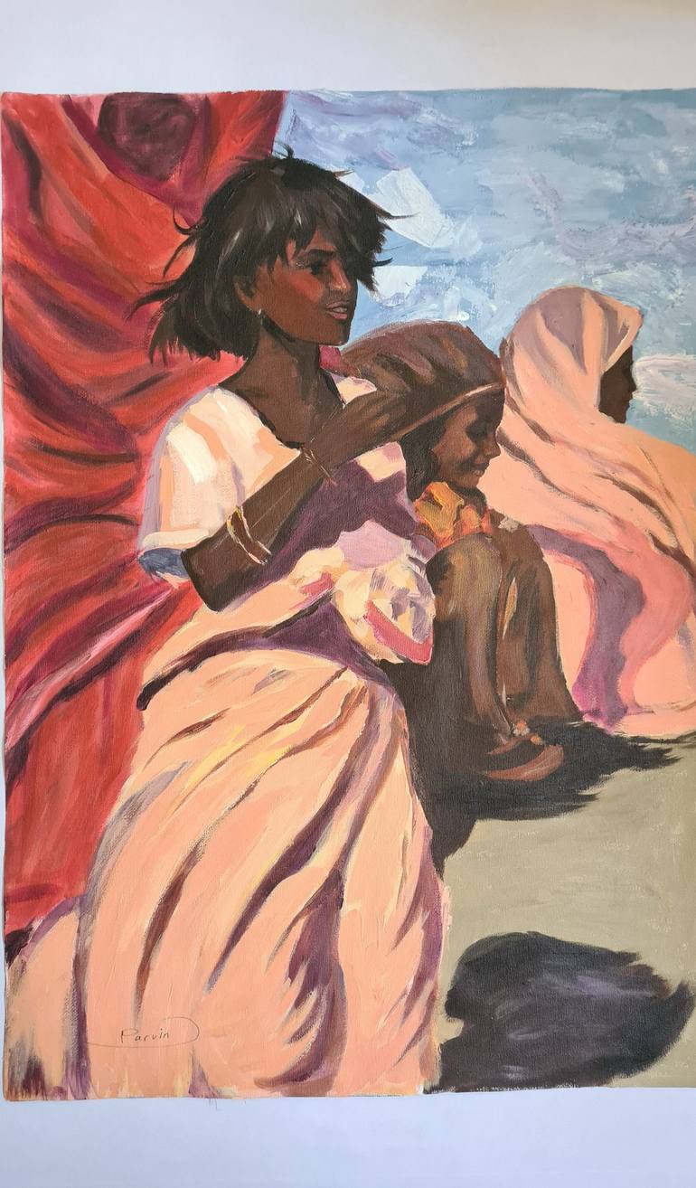 Original Documentary Children Painting by Parvin Nasrinpey
