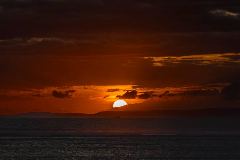 Original Seascape Photography by Biju Appukuttan | Minimalism Art on Paper | Setting Sun in Bali