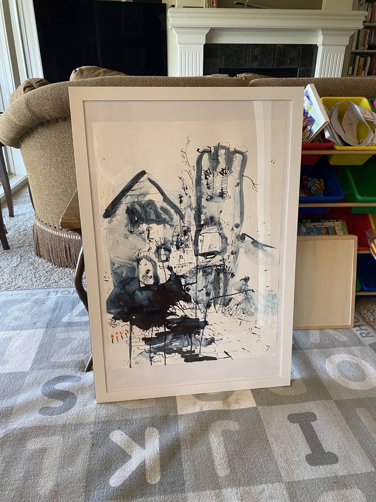 Original Abstract Expressionism Architecture Painting by Rebecca Tombaugh