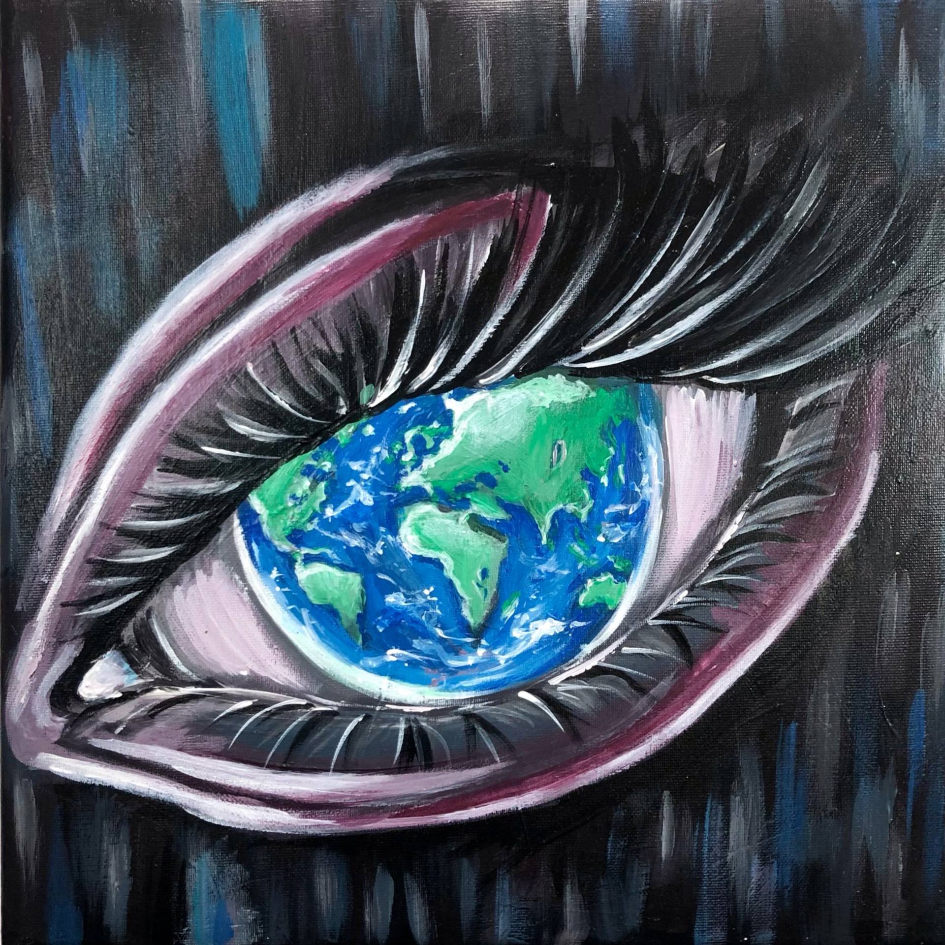 World inside the Eye / Planet Earth in the eye Painting Painting